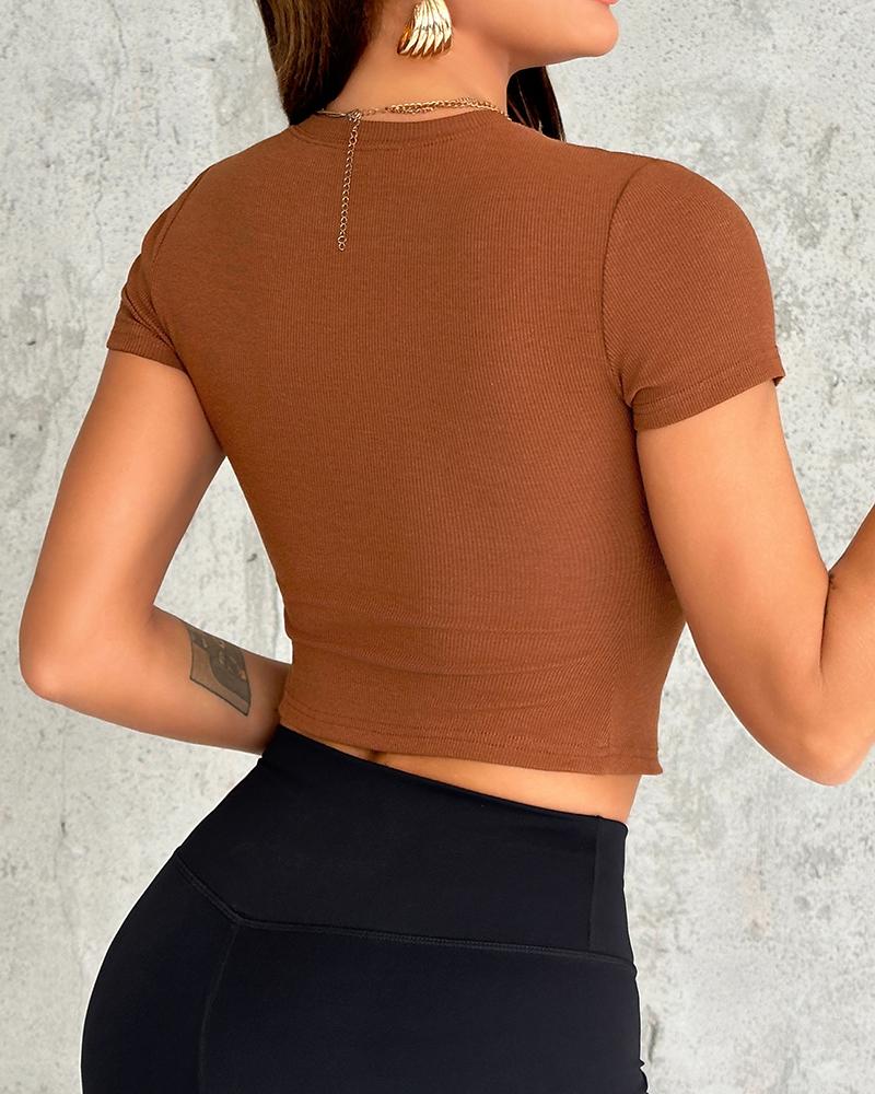 2-Pack Crewneck Short Sleeve Skinny Ribbed T-Shirt