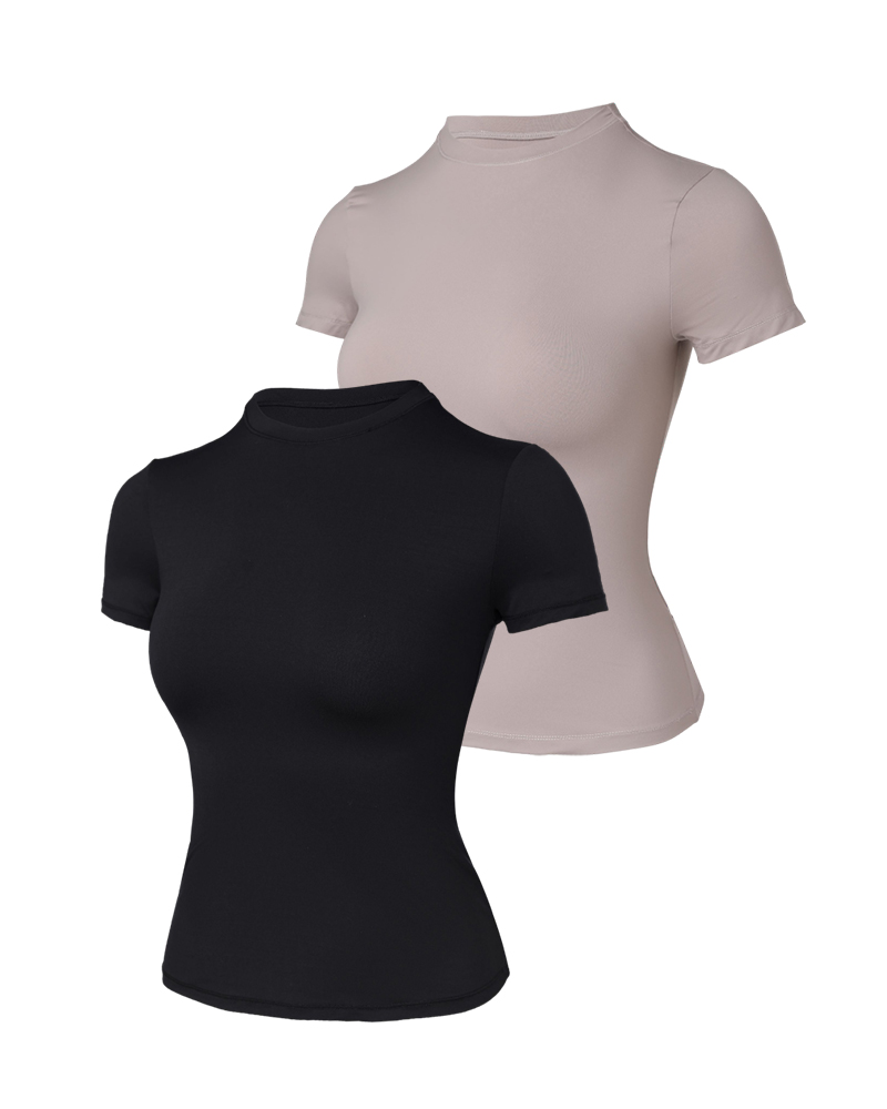 2-Pack Crewneck Short Sleeve Tee Slim Fit Basic T-Shirts