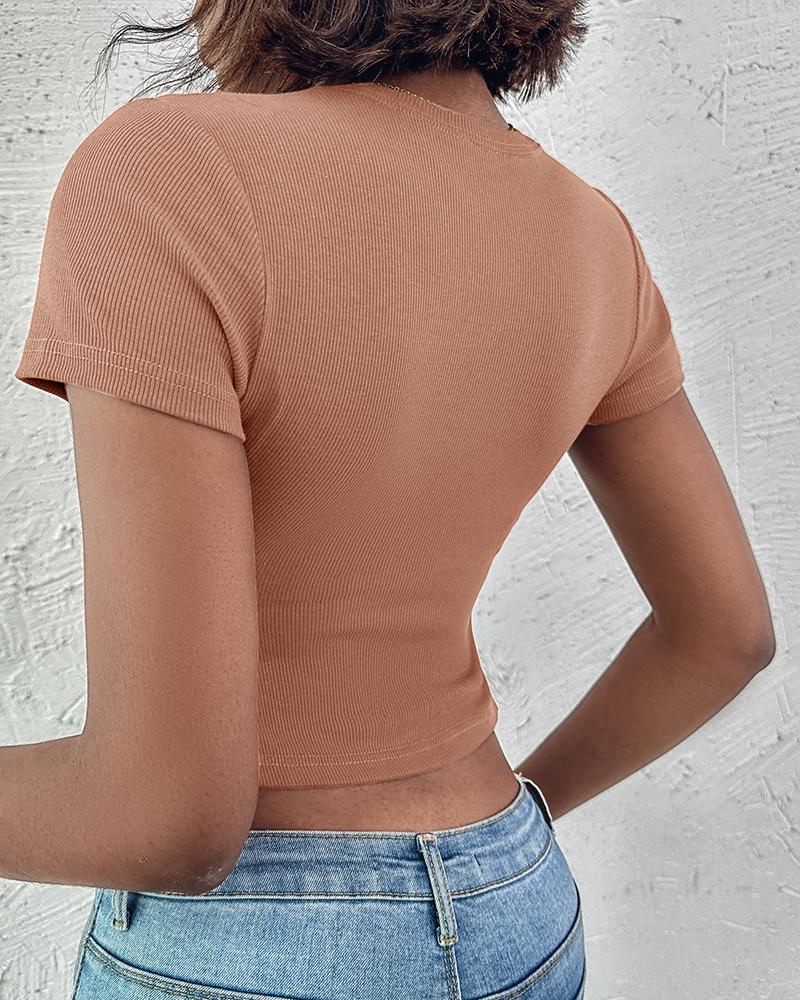 2-Pack Crewneck Short Sleeve Skinny Ribbed T-Shirt