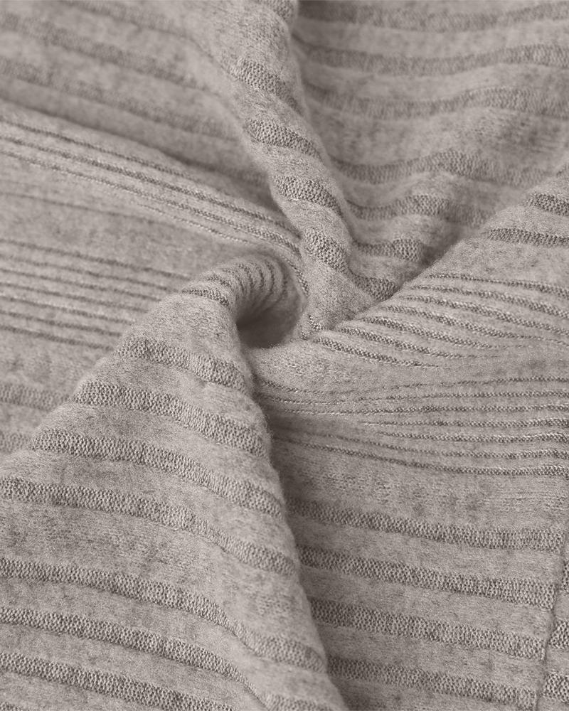 Crewneck Long Sleeve Ribbed Top Half Zipper Design Casual Pullover Tops