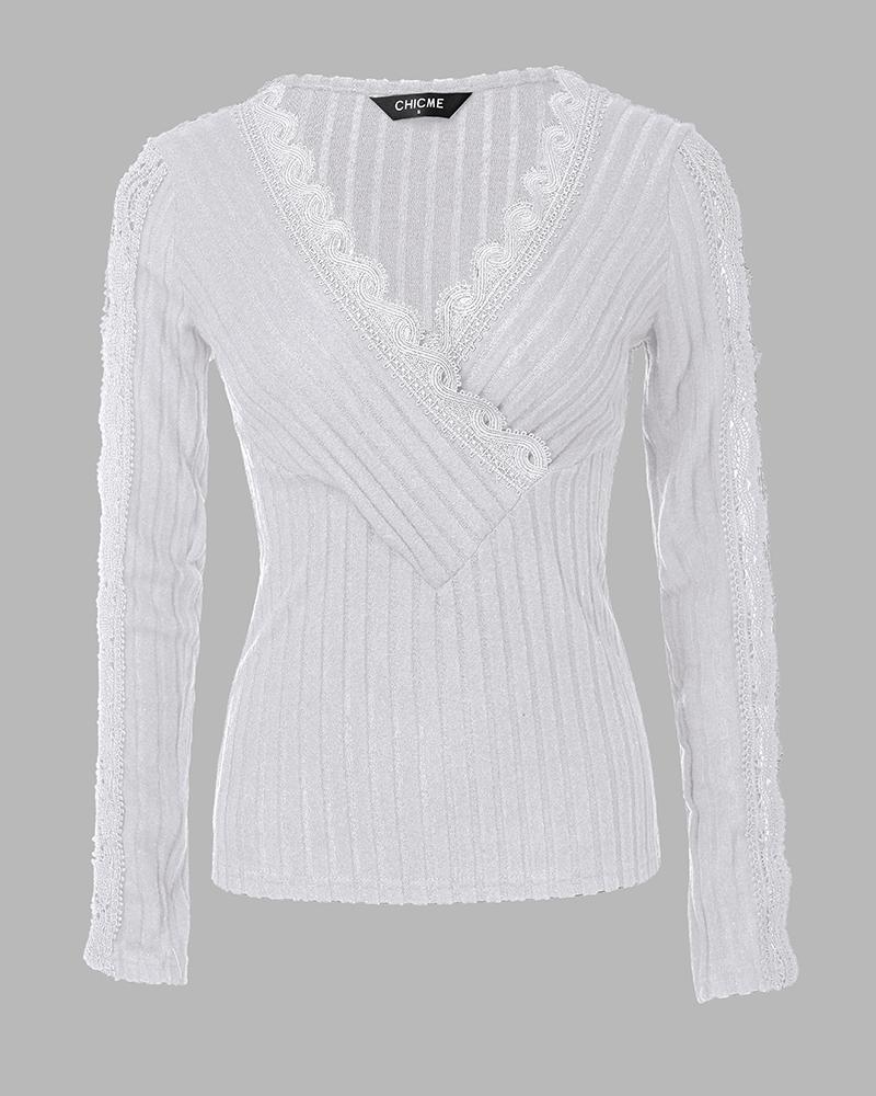 Cold Shoulder Contrast Lace Beaded Top