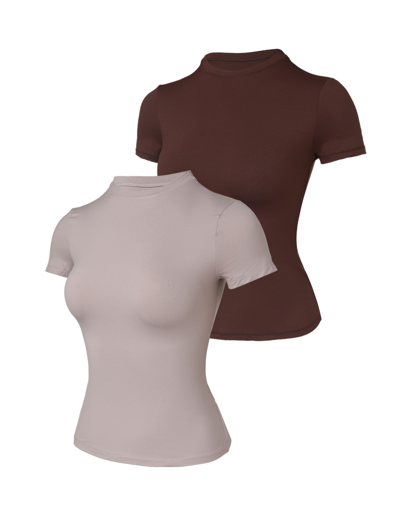 2-Pack Crewneck Short Sleeve Tee Slim Fit Basic T-Shirts