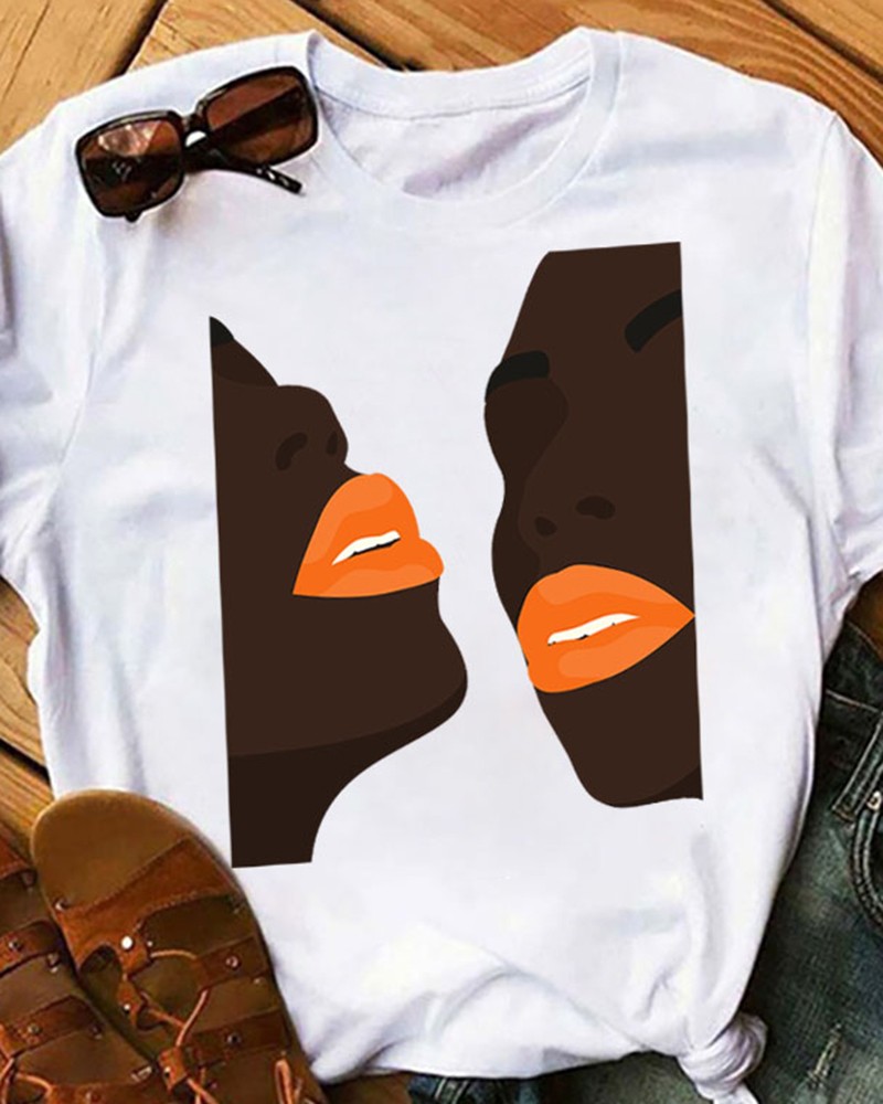 Figure Print Crew Neck Casual T-shirt