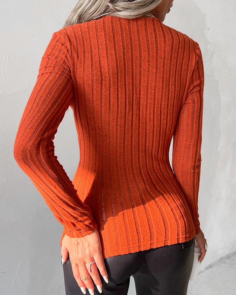 Twisted Long Sleeve Ribbed Top