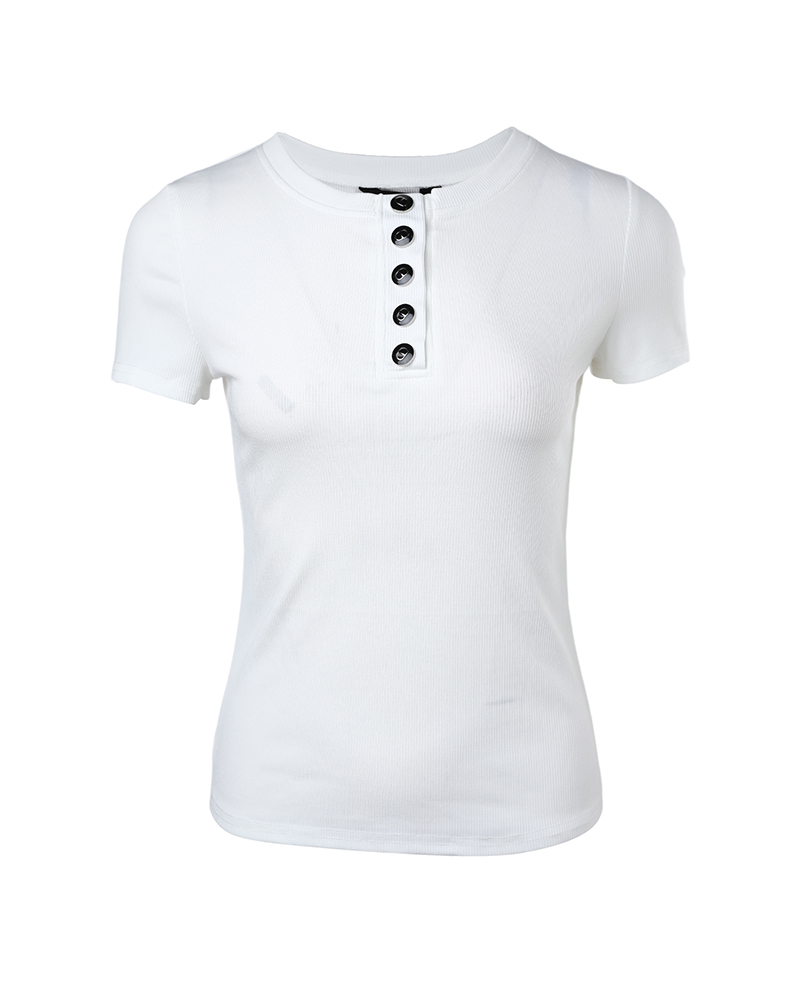 Long Sleeve T Shirts Button Down Slim Fit Tops Crewneck Ribbed Top