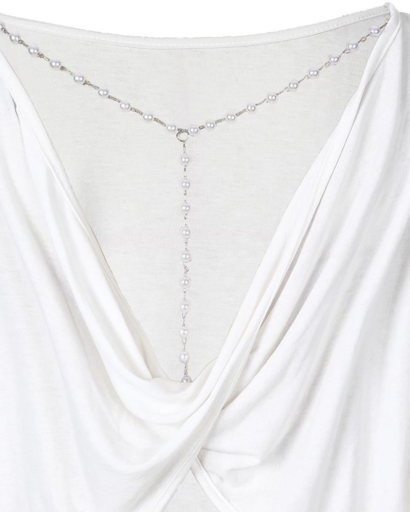 Beaded Strap Backless Twisted Top