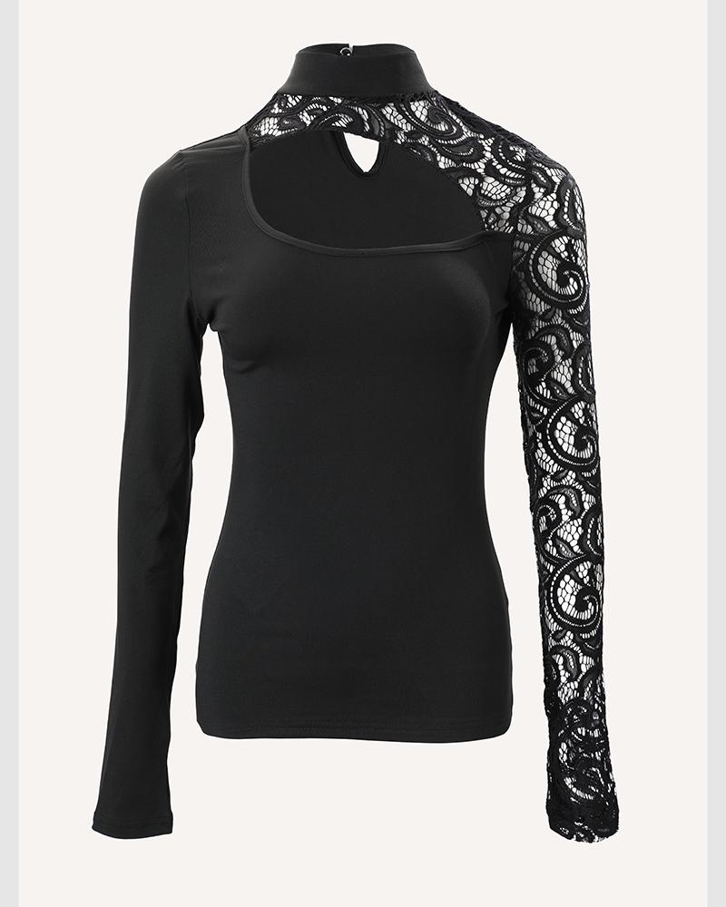 Rhinestone Hollow Out Cold Shoulder Top