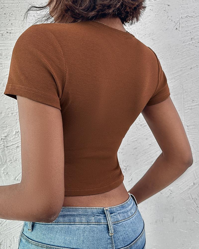 2-Pack Crewneck Short Sleeve Skinny Ribbed T-Shirt