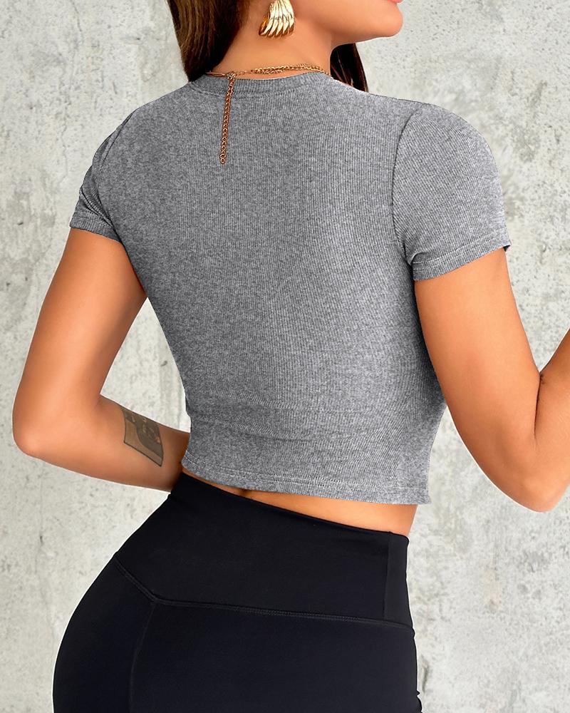 2-Pack Crewneck Short Sleeve Skinny Ribbed T-Shirt