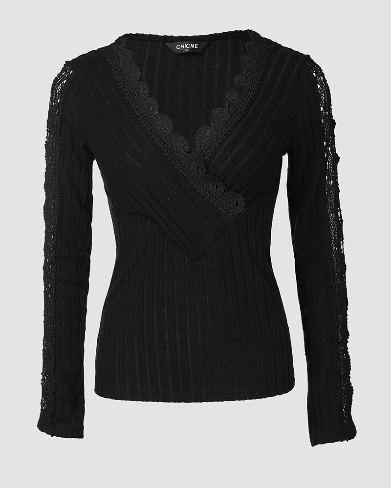 Cold Shoulder Contrast Lace Beaded Top