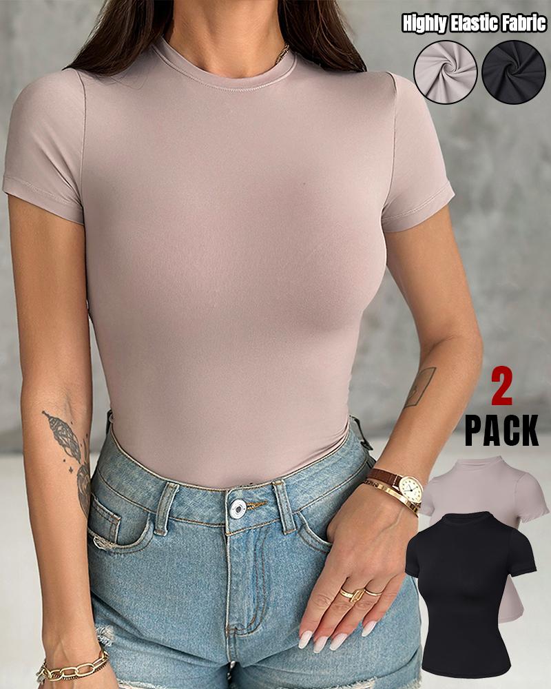 2-Pack Crewneck Short Sleeve Tee Slim Fit Basic T-Shirts