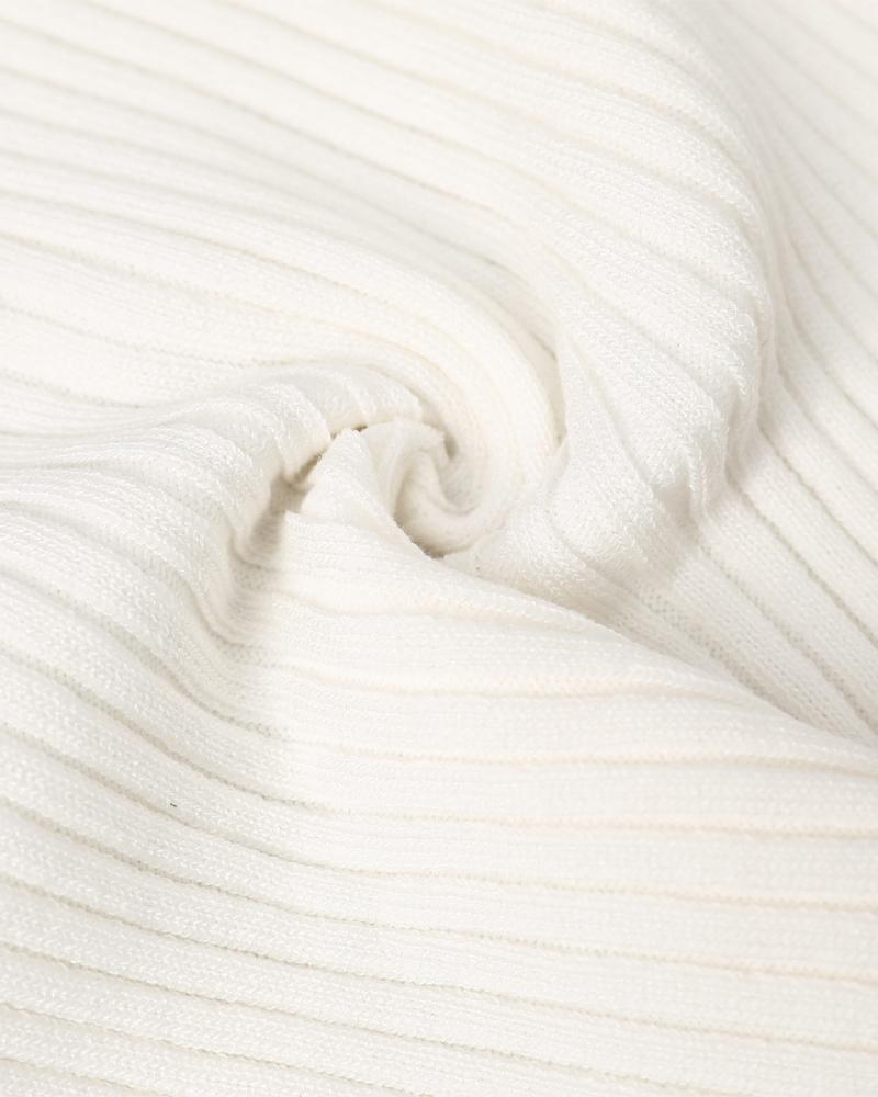 Chain Decor Zipper Design Tweed Knit Top