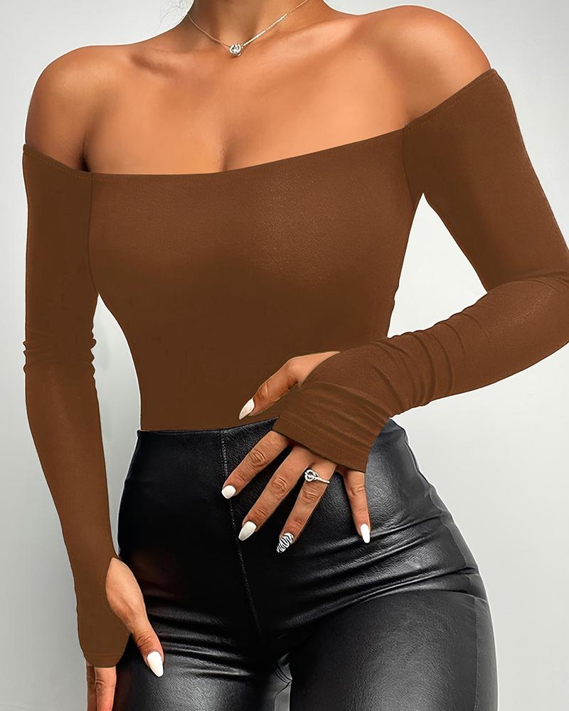 Long Sleeve Cutout Top with Bowknot Decor Casual Slim Fit Pullover Top