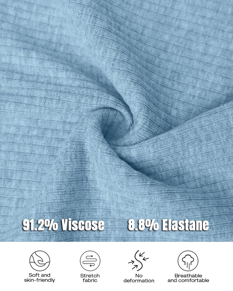 Long Sleeve Top Button Down Slim Fit Tops Crewneck Ribbed Knit Shirt