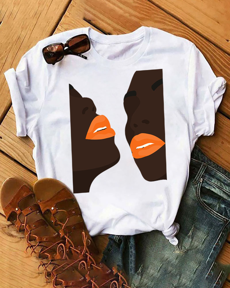 Figure Print Crew Neck Casual T-shirt