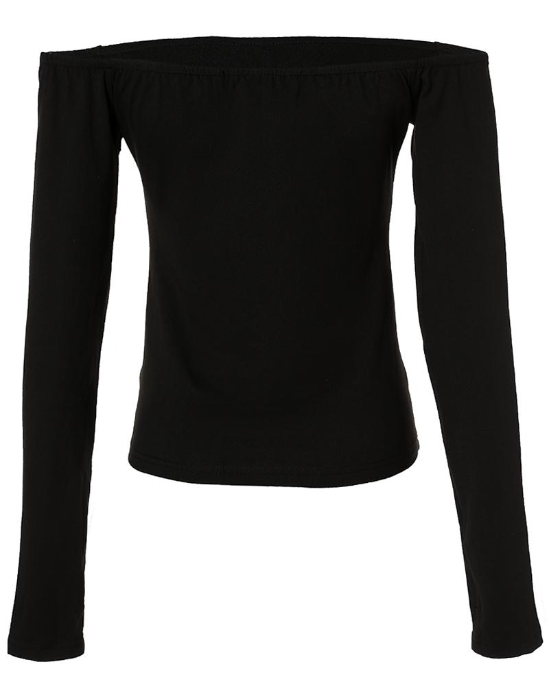 Long Sleeve Slim Fit Tops Casual Cold Shoulder Buckled Blouse Shirts