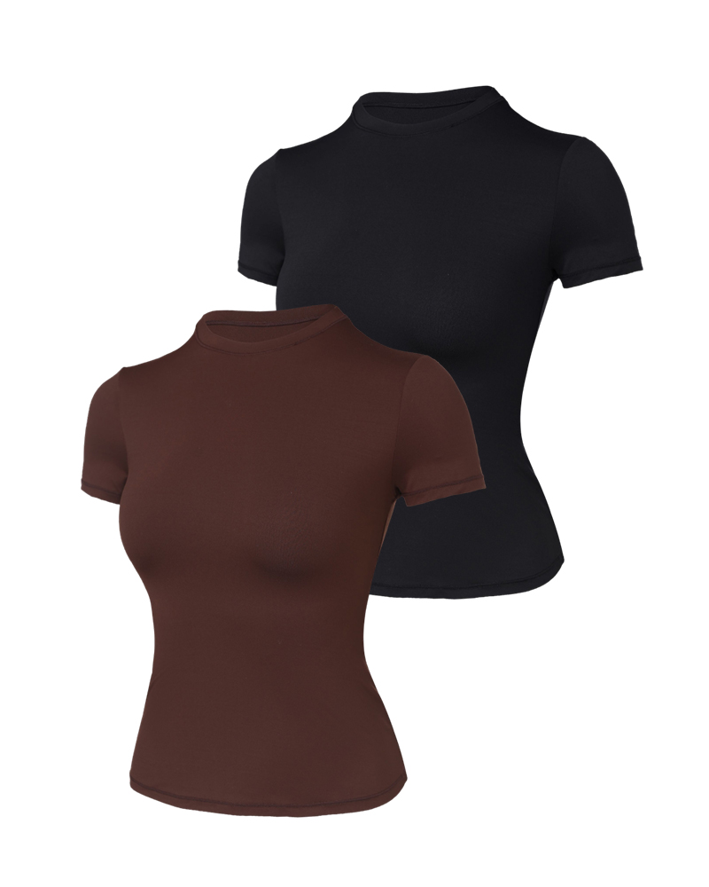 2-Pack Crewneck Short Sleeve Tee Slim Fit Basic T-Shirts