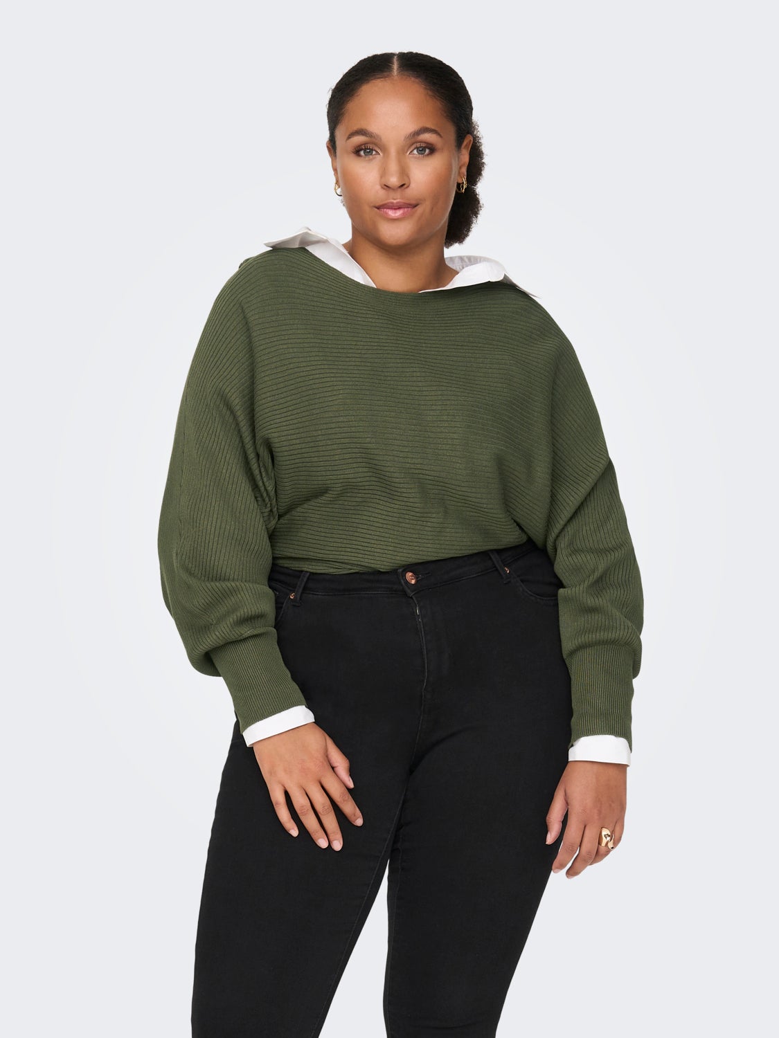 Curvy rib structured Knitted Pullover