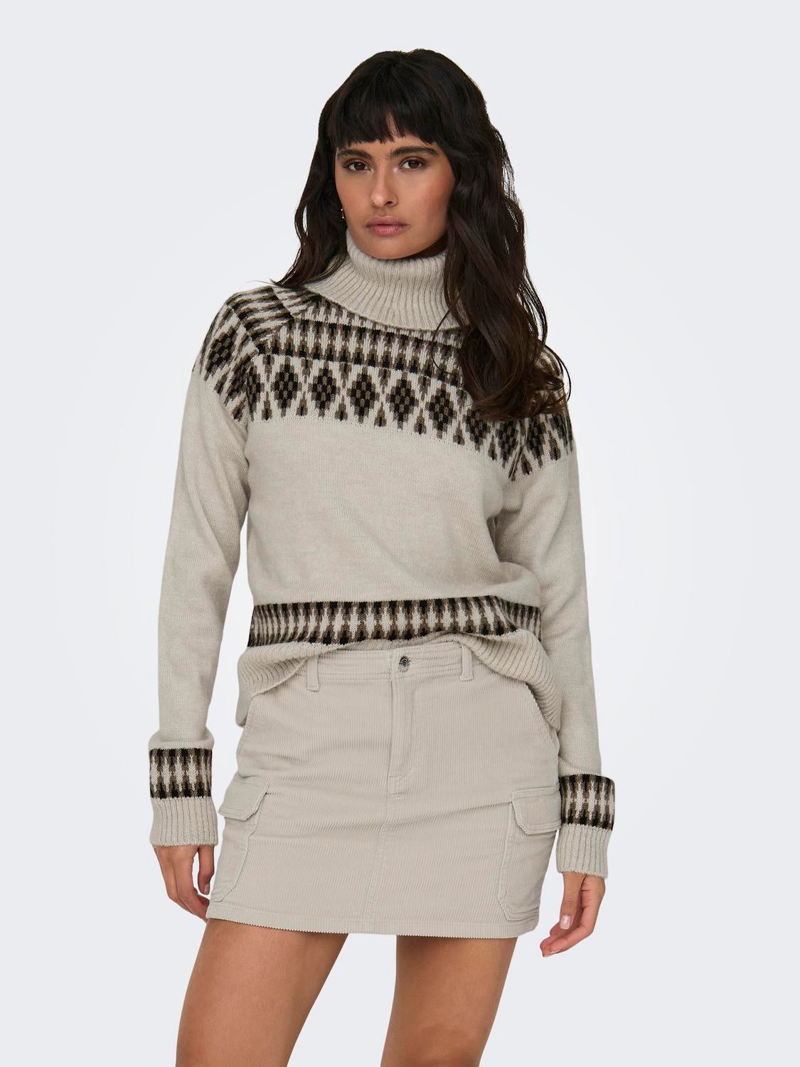 roll neck knitted pullover