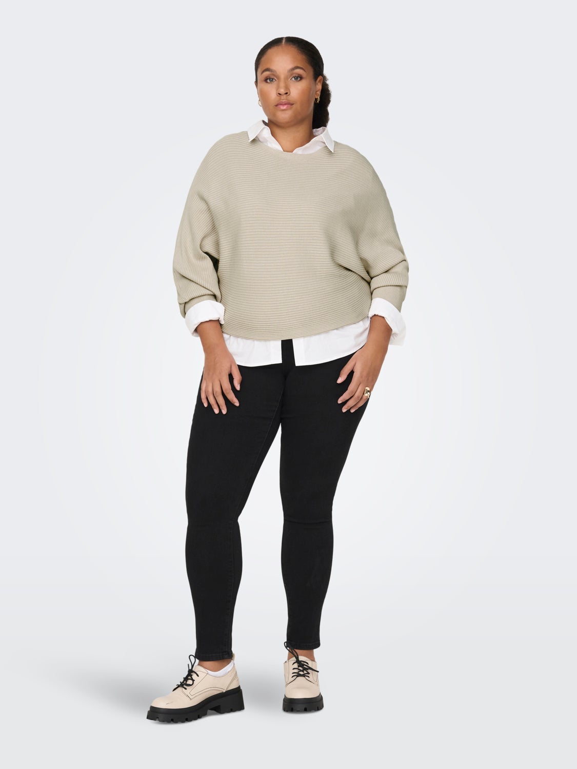 Curvy rib structured Knitted Pullover