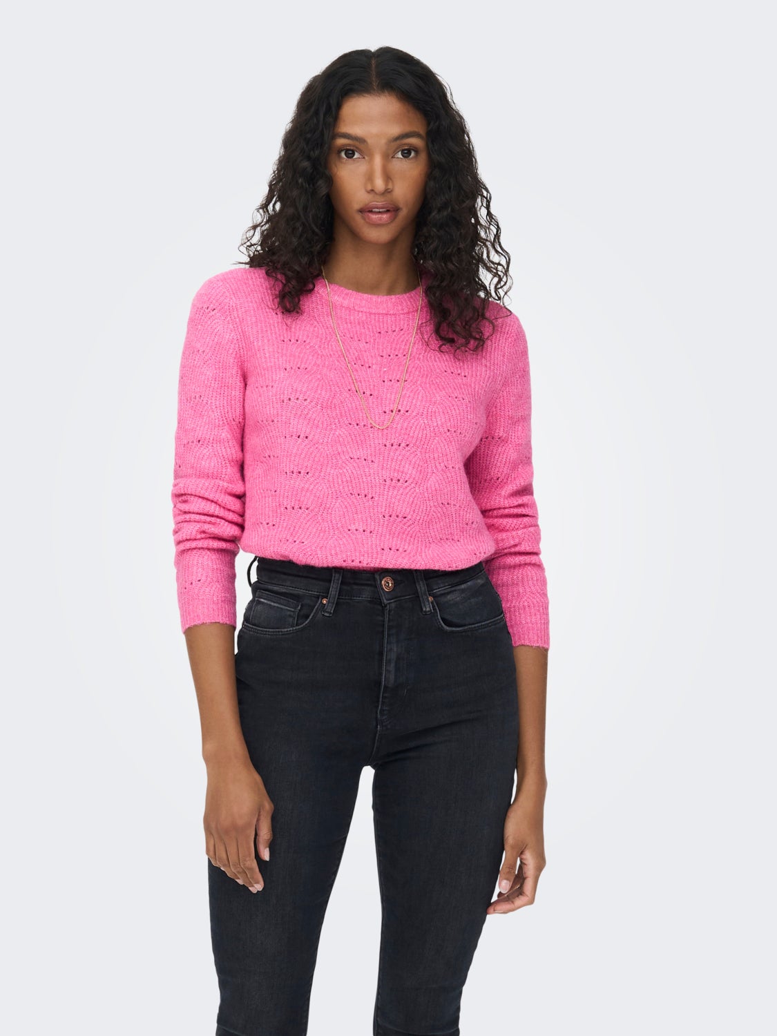 o-hals Solid colored Knitted Pullover