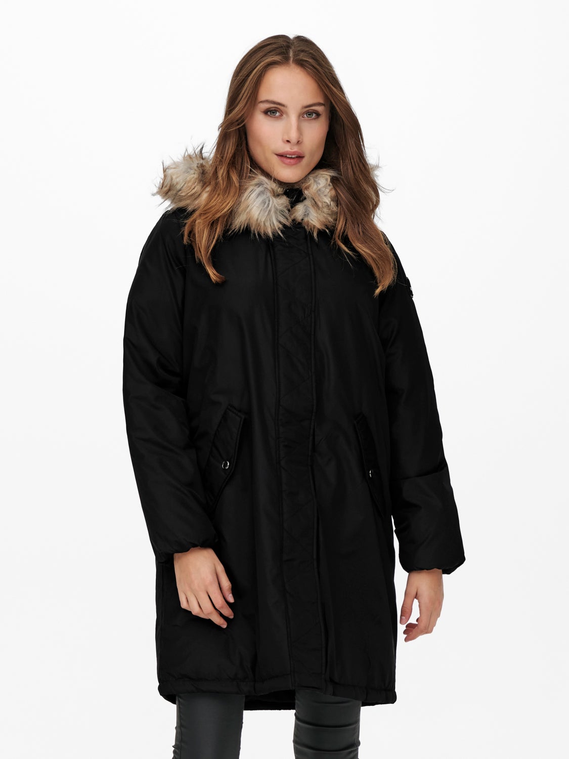 Long faux fur hooded Parka