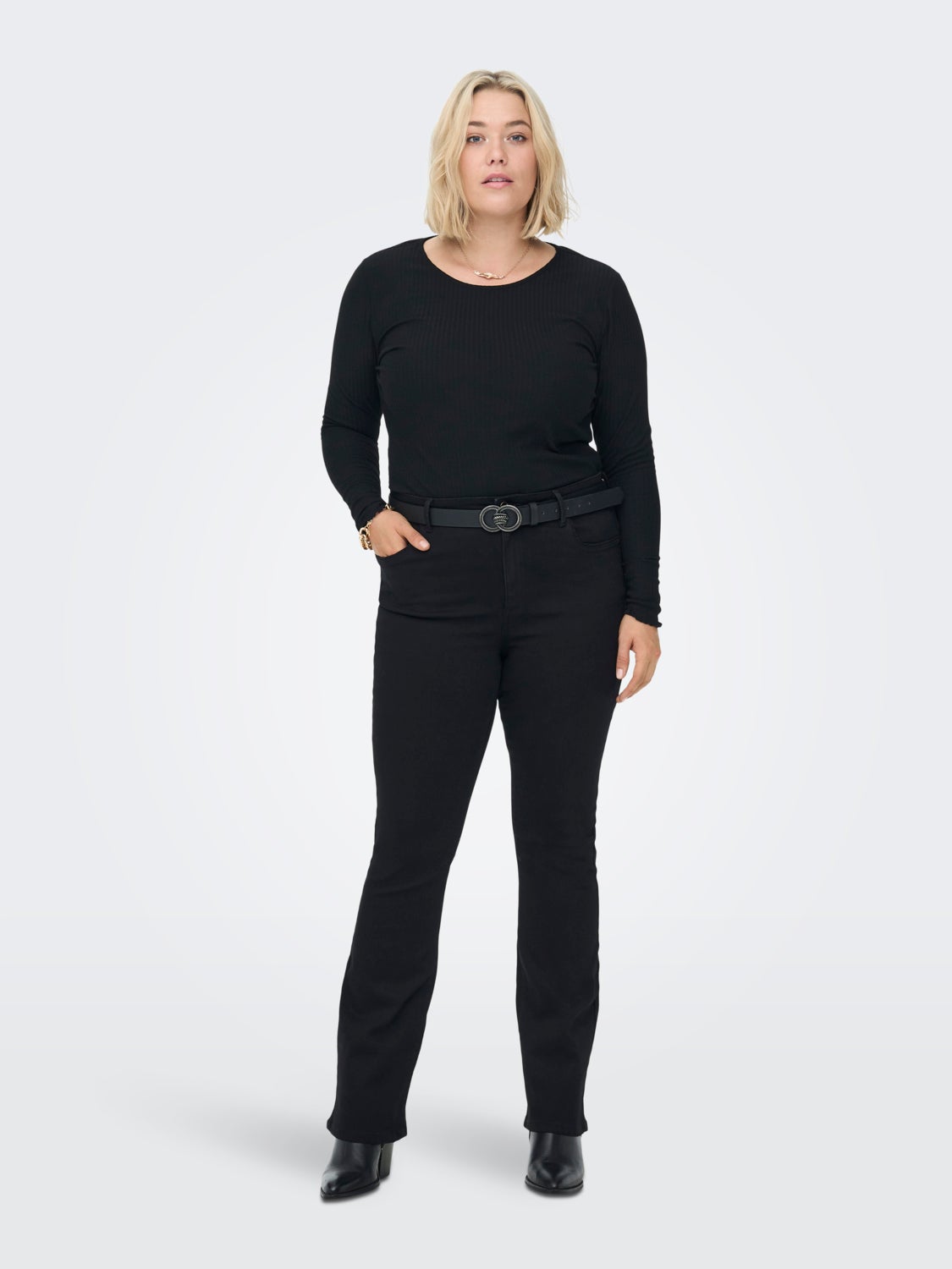 Curvy rib Long Sleeved Top