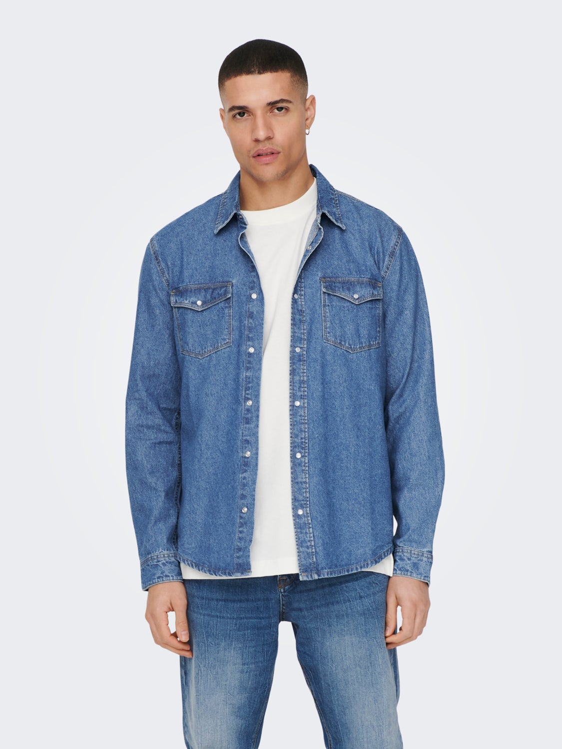 Denim shirt with chest pockets