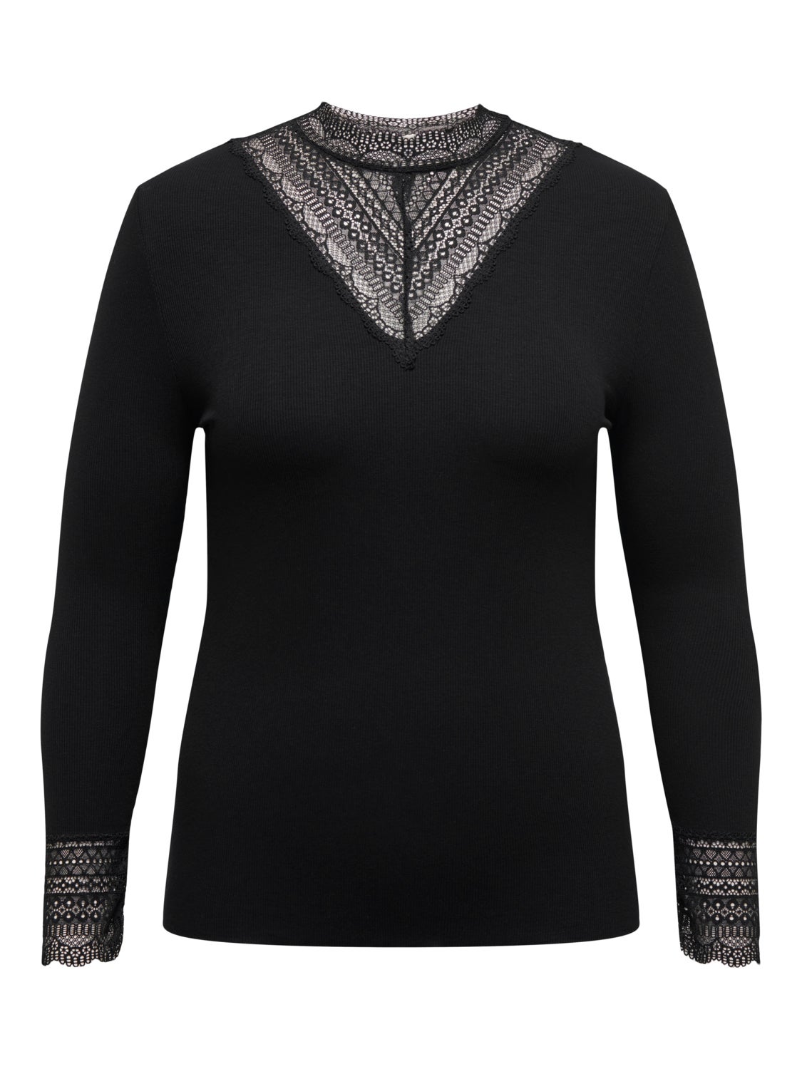 Curvy high neck top with lace