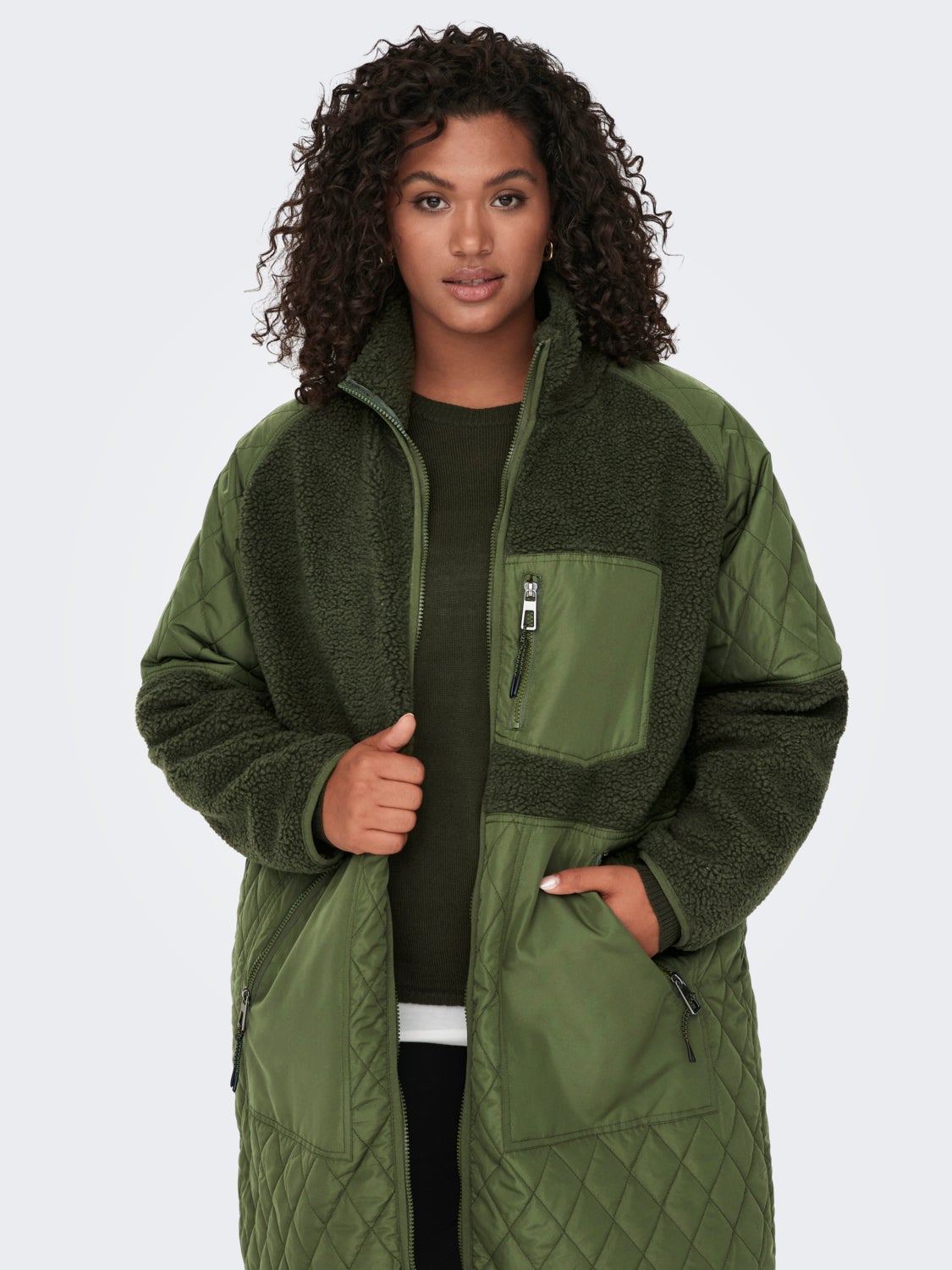 Curvy sherpa mix jacket