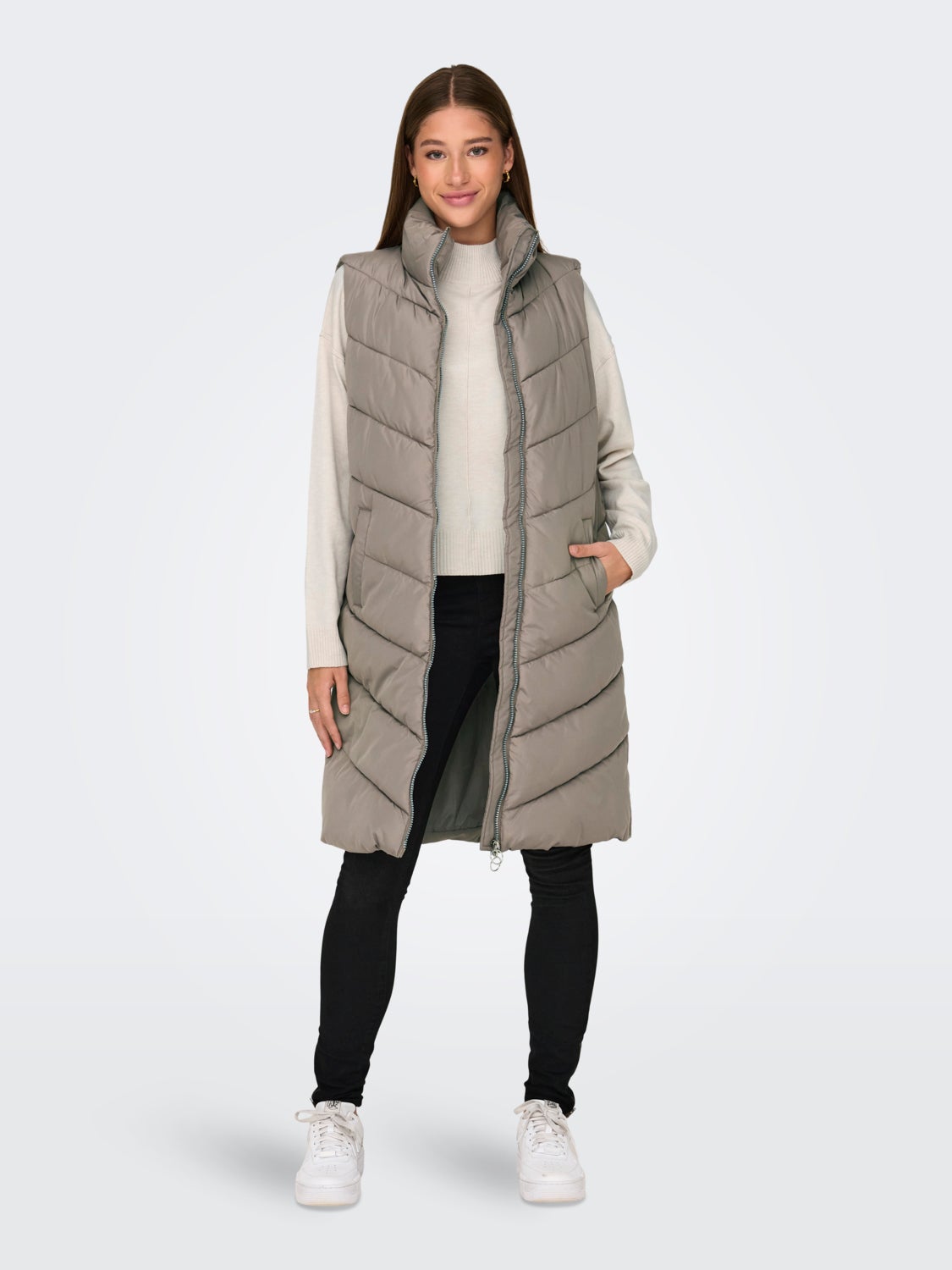 Long vest with high neck