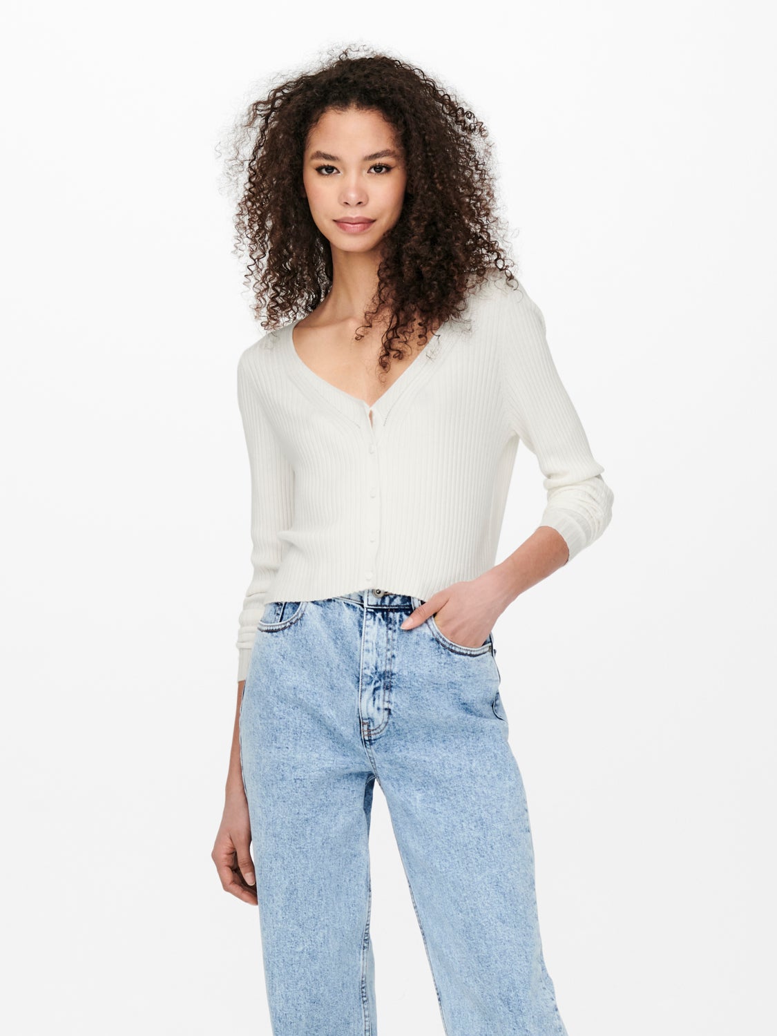 Fitted V-neck Knitted Cardigan