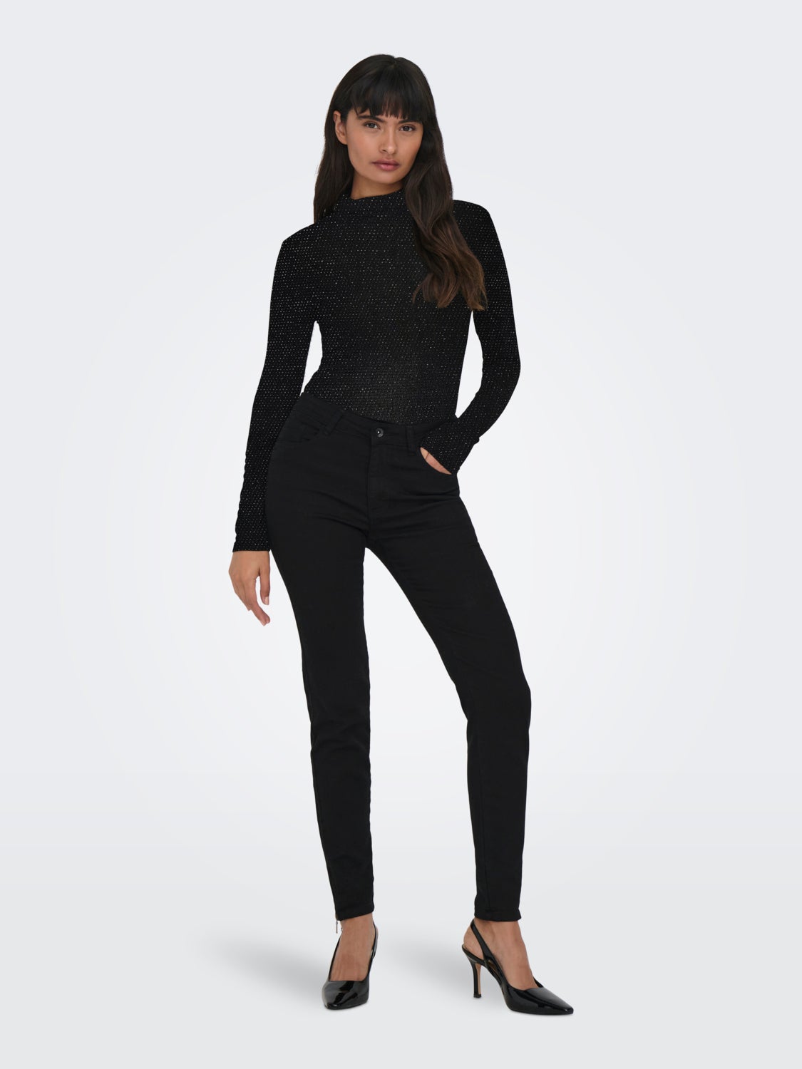 High neck glitter top