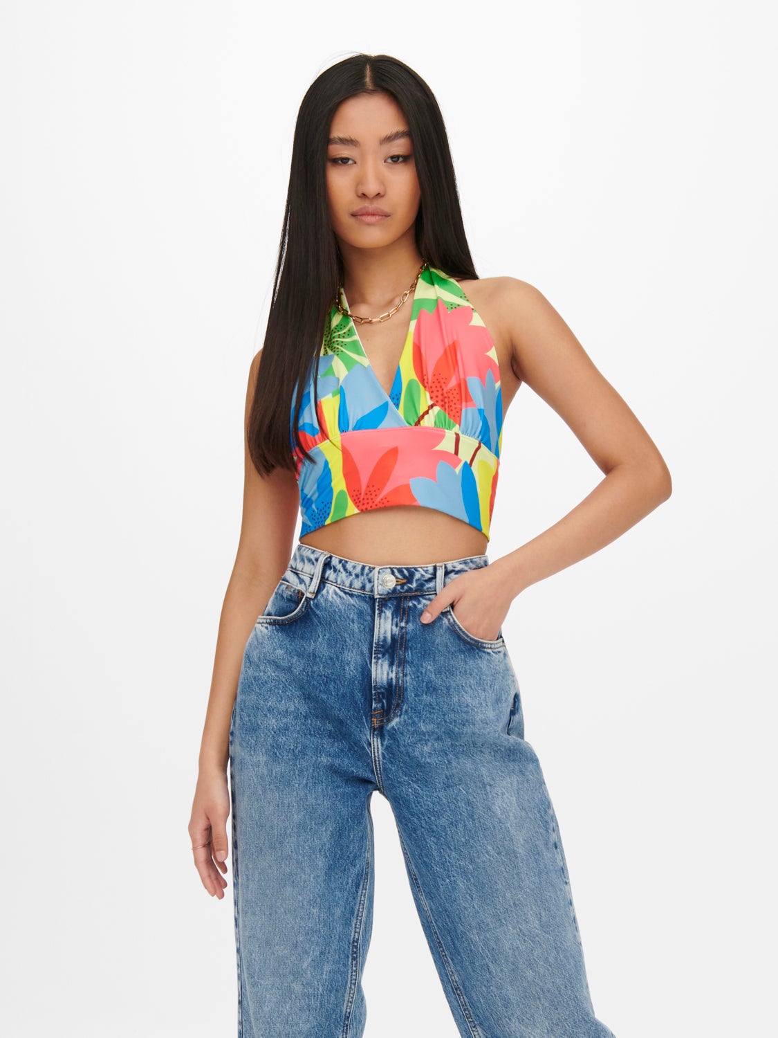 Cropped halterneck tie Top