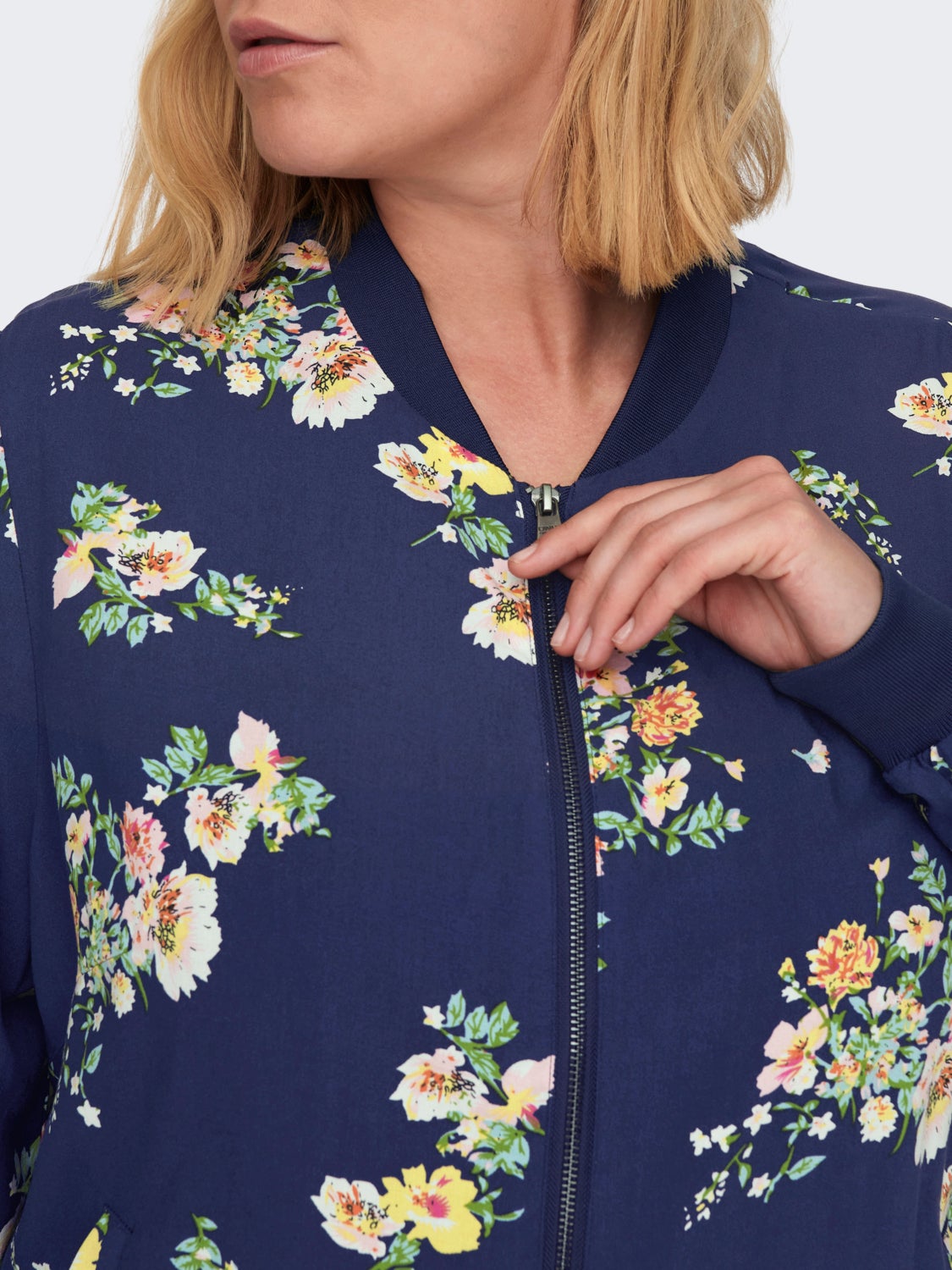 Curvy Printed Bomber Jacket