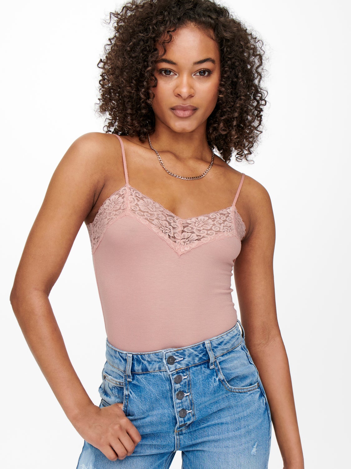 Rib lace Top