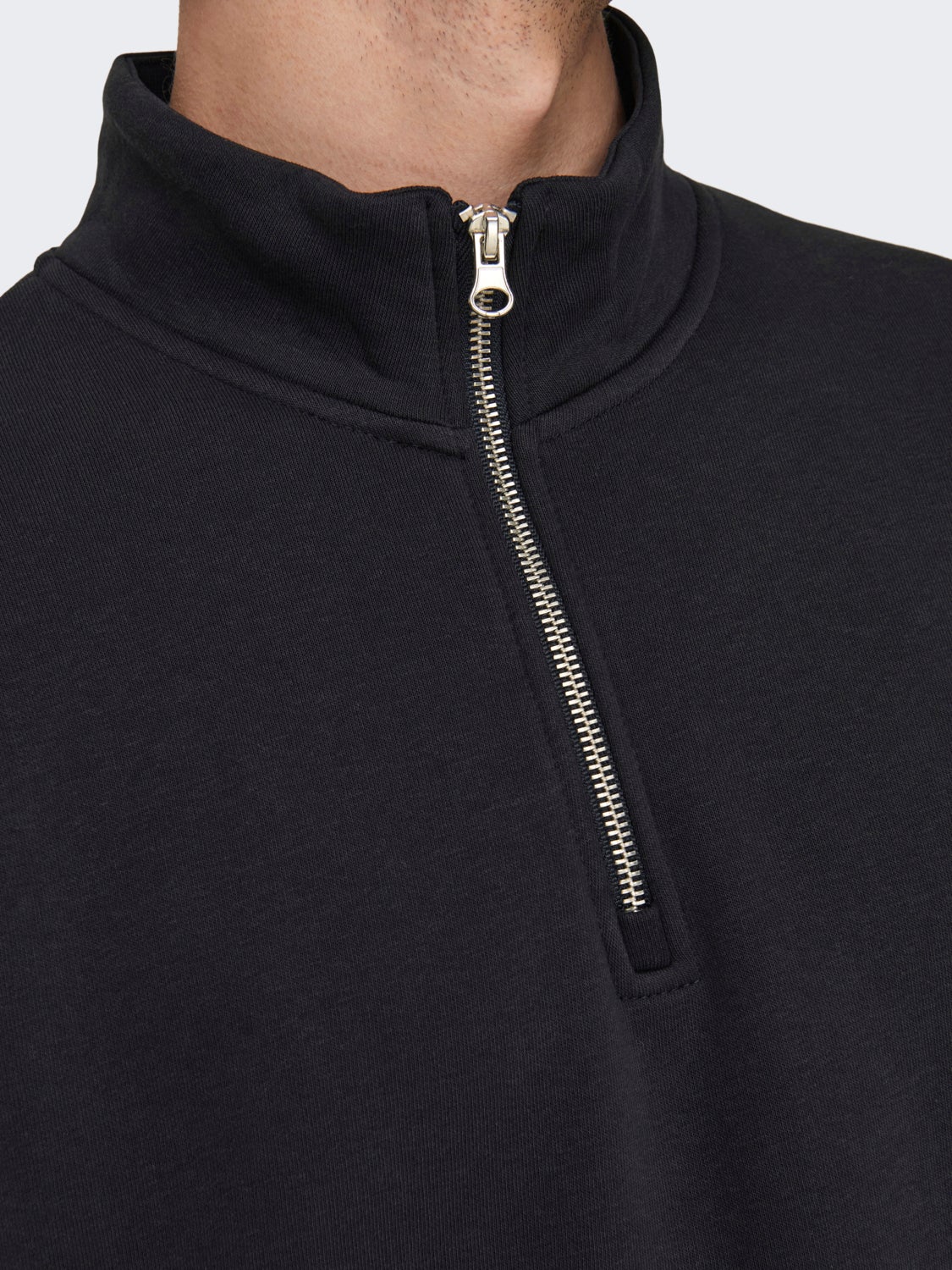 high-neck sweatshirt