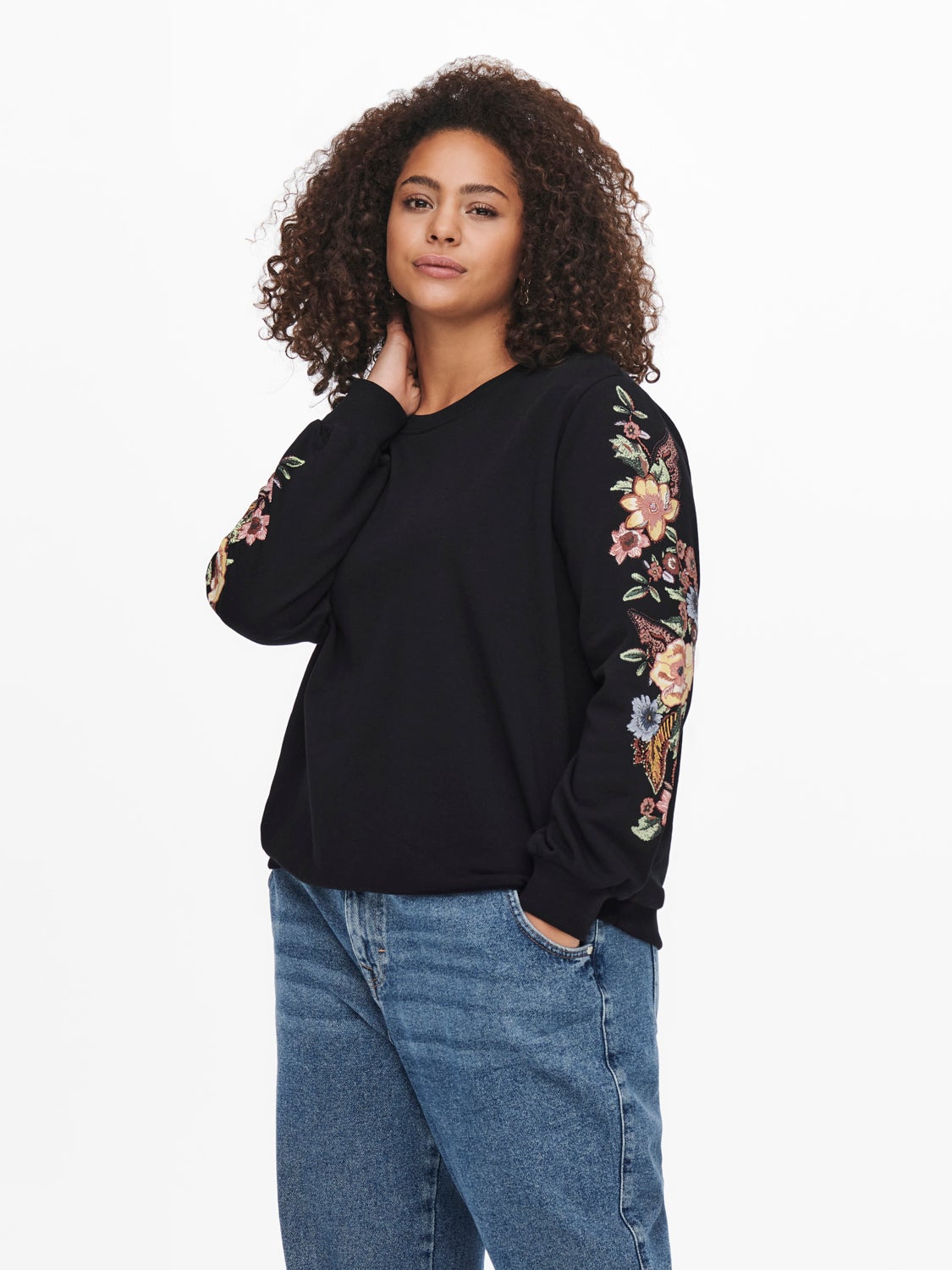 Curvy sleeve detailed Sweatshirt