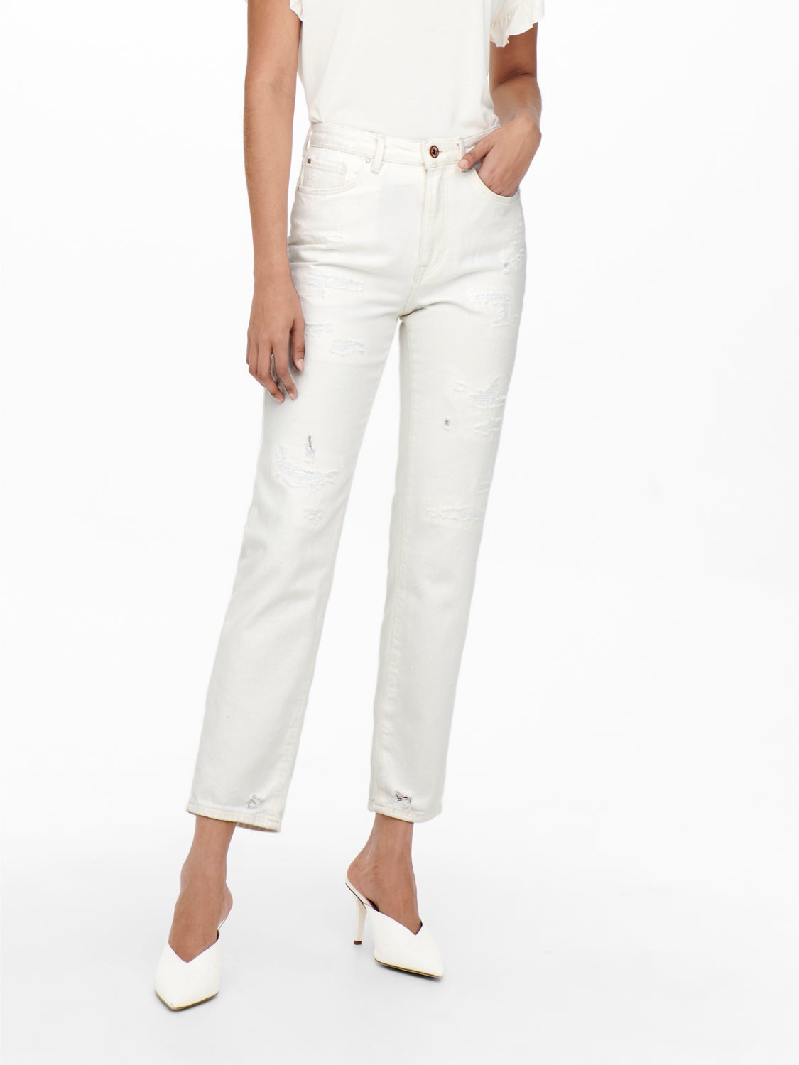 ONLFine ripped high waisted jeans