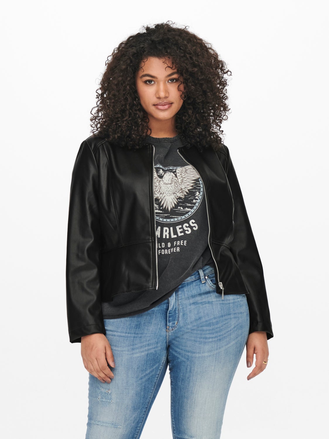 Curvy faux Leather Jacket