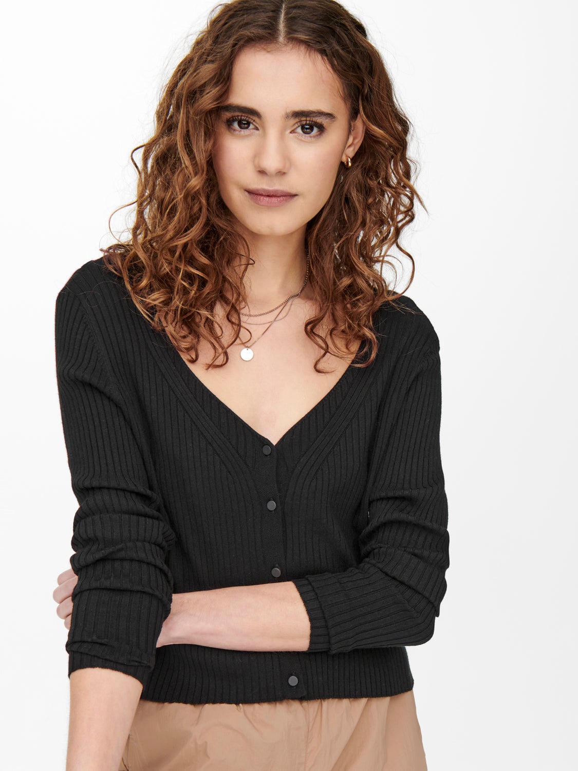 Fitted V-neck Knitted Cardigan