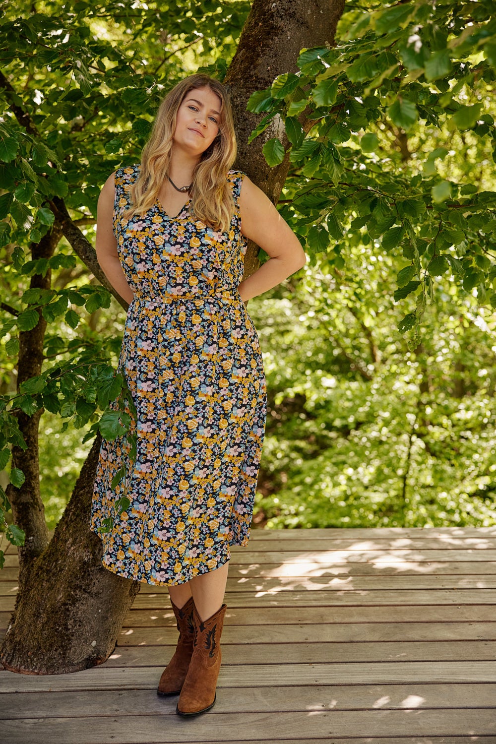 Curvy V-Neck Midi Dress