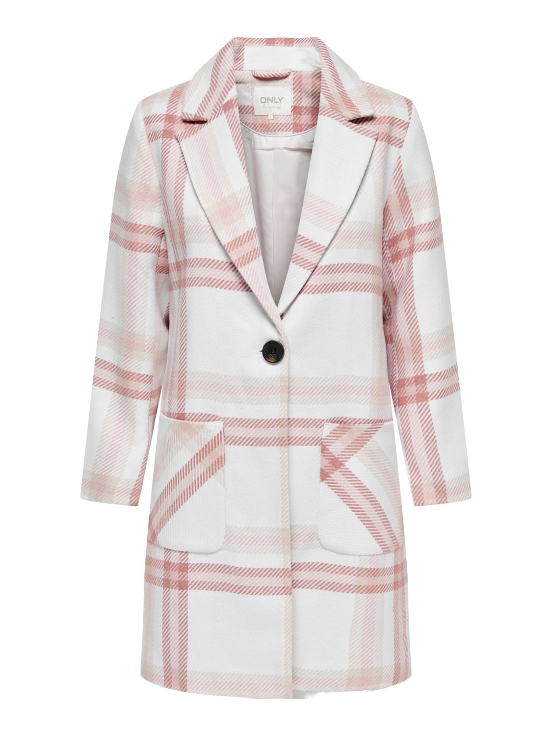 Petite checked wool coat