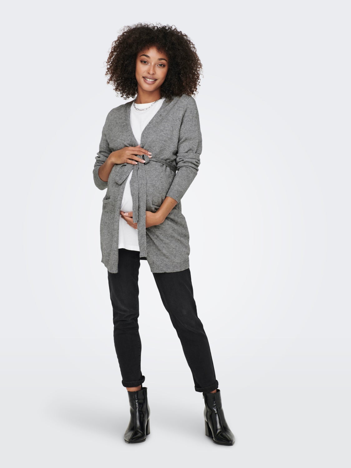 Mama Long Belt Knitted Cardigan