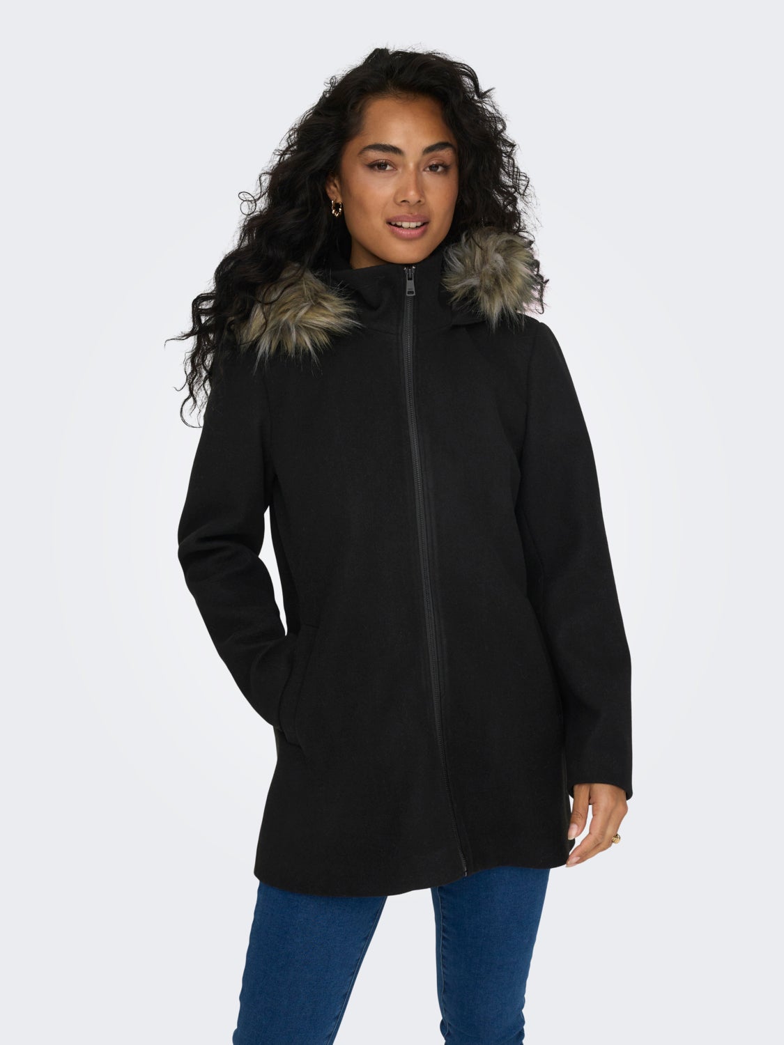 Coat with high neck
