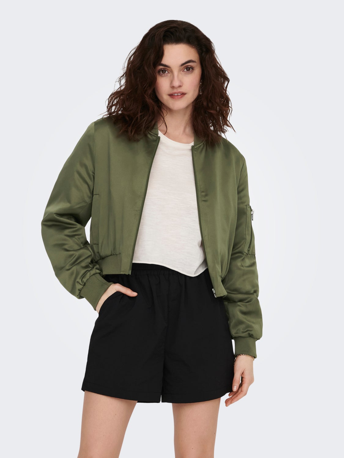 Cropped Bomber Jacket