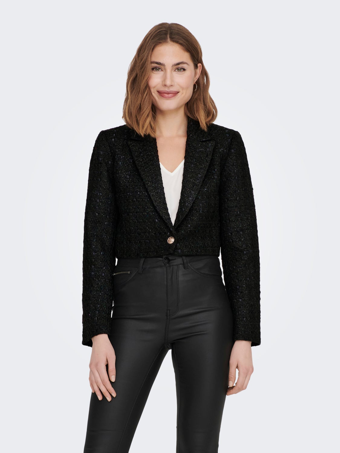Cropped texture blazer