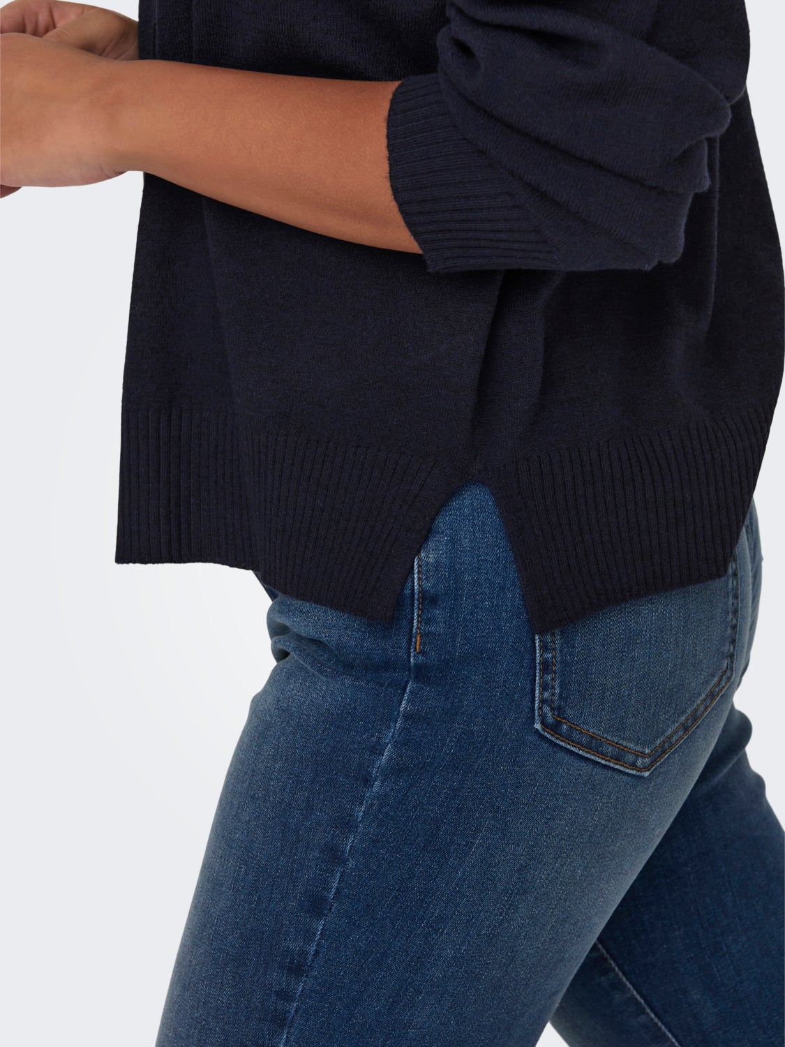 Knitted pullover with high neck