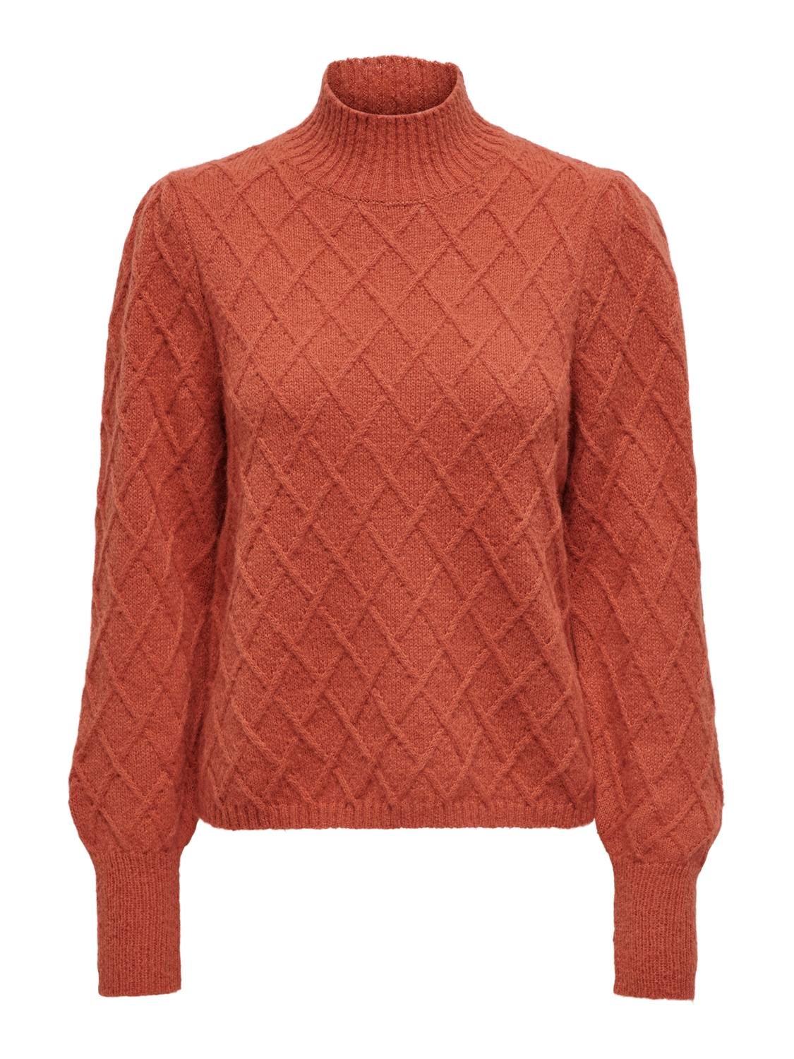 Knit pullover with high neck