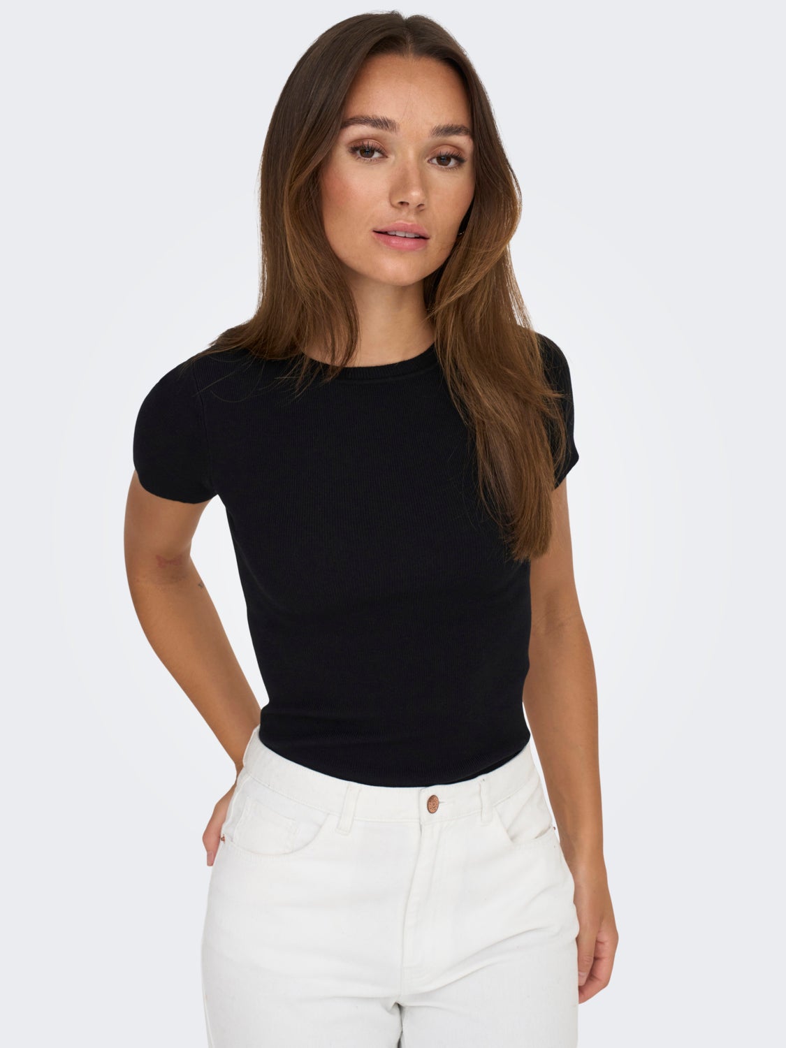 O-NECK TOP WITH SHORT SLEEVES